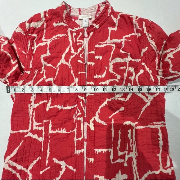 Chico’s Quilted Blazer Jacket Womens Size 0 Reversible Open Front Coral - Picture 9 of 11